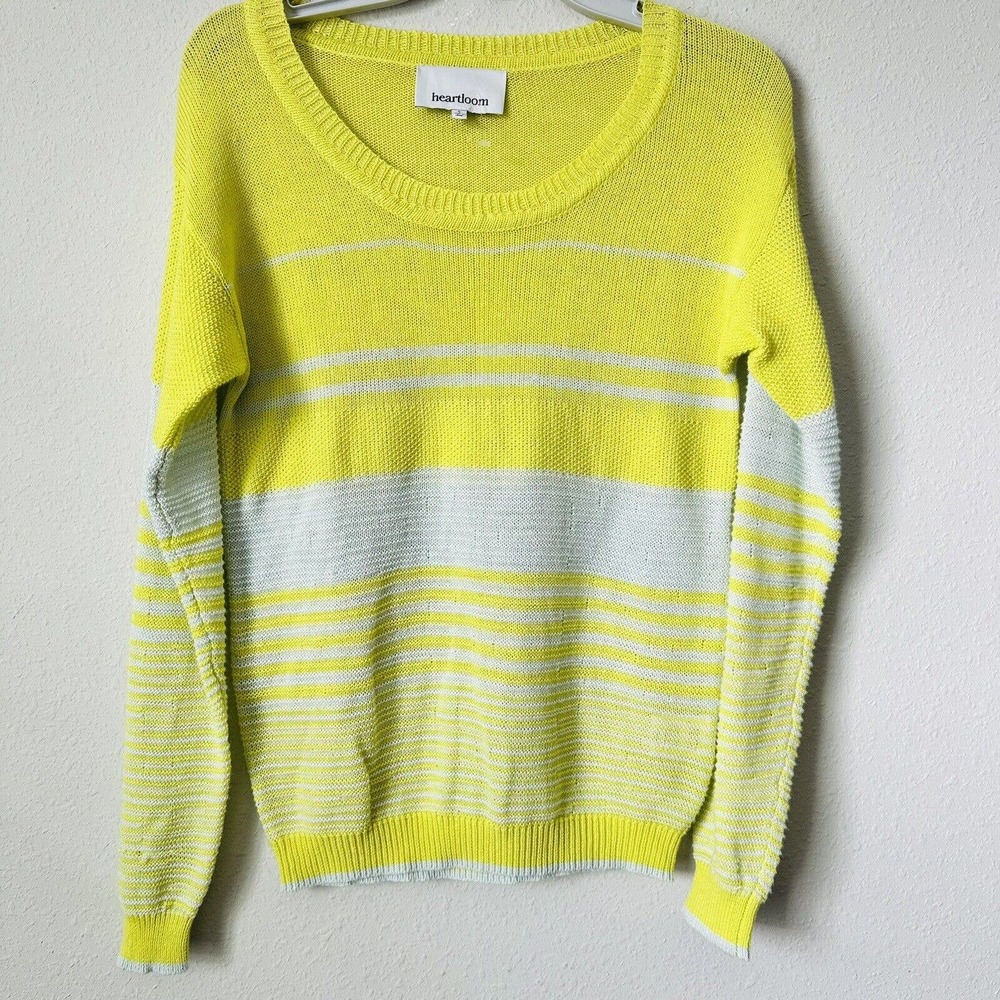 Heartloom Yellow and Light Gray Striped Sweater